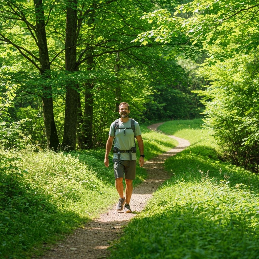 Man enjoying hiking and outdoor physical activity